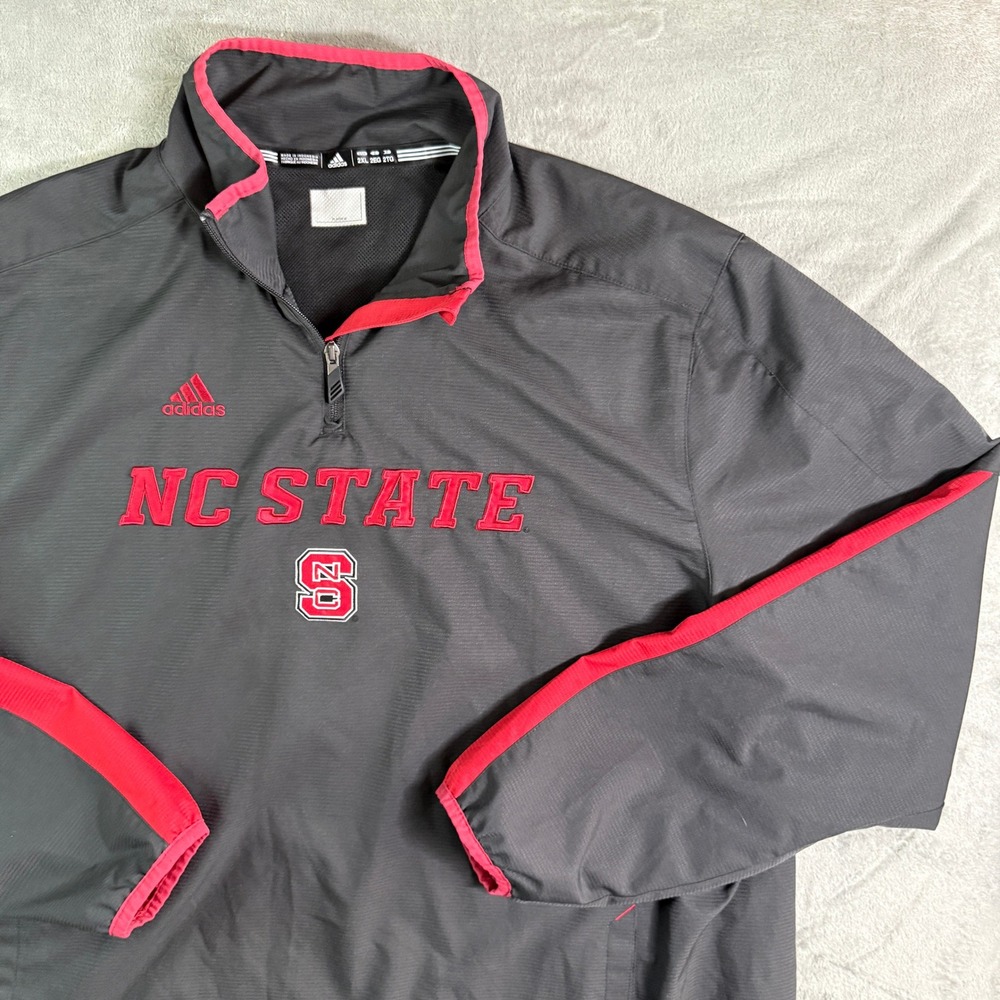 Adidas NC State Wolfpack Team Issued Mens 2XL Quarter Zip Windbreaker Jacket